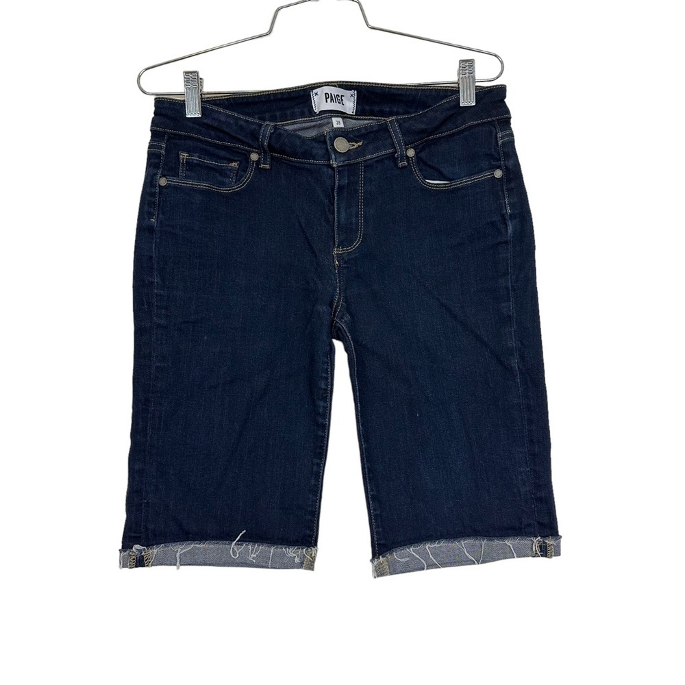 Paige Mikey Denim Blue Jean Bermuda Short Dark Wash 28